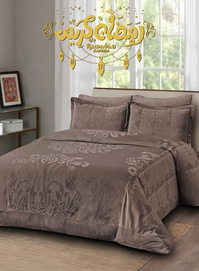 Master Home Textile Velvet Comforter Sets, 5 Pcs Single Size, Fits 120 x 200 cm Single Size Bed, With Removable Filling, Soft, Warm